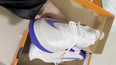 Nike Air Zoom Mercurial Vapor 16 Elite IC Indoor & Futsal Soccer Shoes - Beige/Blue/White