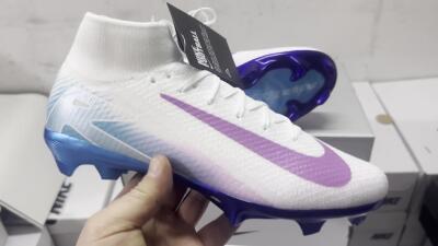 Nike Air Zoom Mercurial Superfly 10 Elite FG Firm Ground Soccer Cleats - White/Purple/Blue