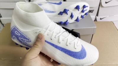 Nike Air Zoom Mercurial Superfly 10 Elite AG Artificial Grass Soccer Cleats - Beige/White/Blue
