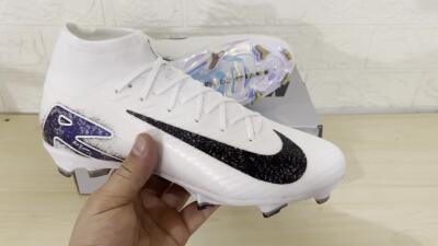 Nike Air Zoom Mercurial Superfly 10 Elite FG Firm Ground Soccer Cleats - White/Black/Blue