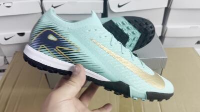 Nike Air Zoom Mercurial Vapor 16 Elite TF Artificial Turf Soccer Shoes - Jade/Gold/Blue