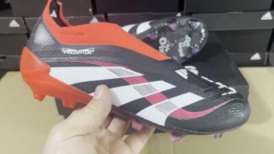 Adidas Predator Laceless Elite 25 FG Firm Ground Soccer Cleats - Black/White/Red