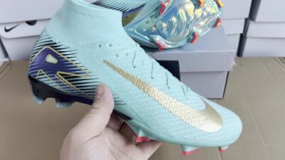 Nike Air Zoom Mercurial Superfly 10 Elite FG Firm Ground Soccer Cleats - Jade/Gold/Blue