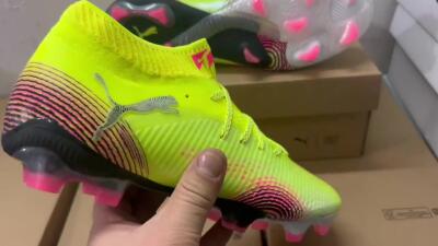 Puma Future 8 Ultimate FG Firm Ground Soccer Cleats - Yellow/Pink/Black