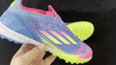 Adidas F50 Pro TF Artificial Turf Soccer Shoes - Blue/Yellow/Pink