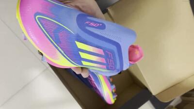 Adidas F50+ Elite Lightstrike Pro FG Firm Ground Soccer Cleats - Blue/Yellow/Pink
