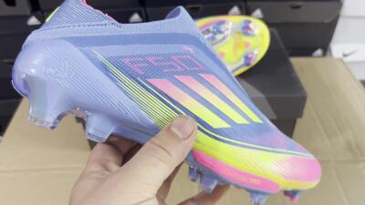 Adidas F50+ Elite Laceless FG Firm Ground Soccer Cleats - Blue/Yellow/Pink