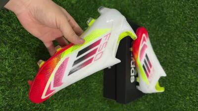 Adidas F50 Elite Laceless FG Firm Ground Soccer Cleats - White/Red/Yellow