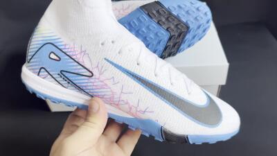 Nike Air Zoom Mercurial Superfly 10 Elite TF Artificial Turf Soccer Shoes - White/Blue/Black