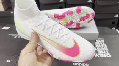 Nike Air Zoom Mercurial Superfly 10 Elite TF Artificial Turf Soccer Shoes - White/Red/Gold