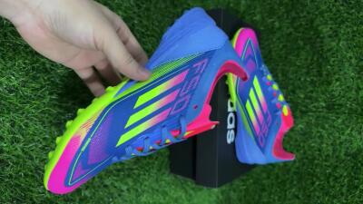 Adidas F50 Pro TF Artificial Turf Soccer Shoes - Blue/Yellow/Pink