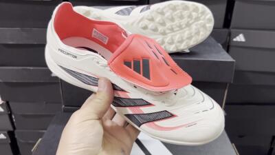 Adidas Predator Elite Foldover Tongue TF Artificial Turf Soccer Shoes - Beige/Black/Red