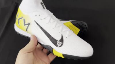 KM x Nike Air Zoom Mercurial Superfly 10 Elite TF Artificial Turf Soccer Shoes - White/Black/Yellow