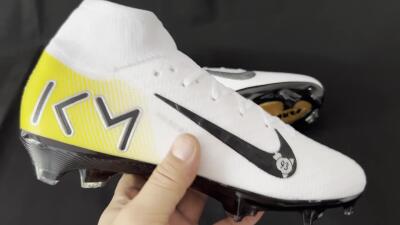 KM x Nike Air Zoom Mercurial Superfly 10 Elite FG Firm Ground Soccer Cleats - White/Black/Yellow