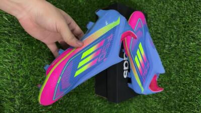 Adidas F50+ Elite Lightstrike Pro Laceless FG Firm Ground Soccer Cleats - Blue/Pink/Yellow
