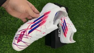 Adidas F50 Pro TF Artificial Turf Soccer Shoes - White/Electric Blue/Crimson Red