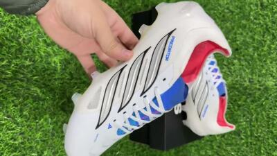 Adidas Predator 26 Elite FG Firm Ground Soccer Cleats - White/Electric Blue/Metallic Silver