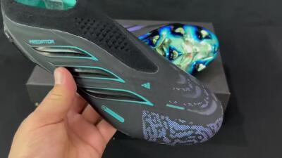 Adidas Predator 26 Elite Laceless FG Firm Ground Soccer Cleats - Black/Iridescent Blue/Neon Teal