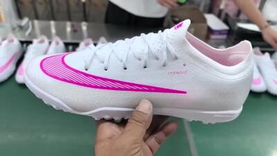 Nike Air Zoom Mercurial Vapor 17 Elite TF Artificial Turf Soccer Shoes - White/White/Pink Blast