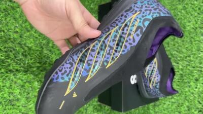 Adidas Predator 26 Elite Laceless TF Artificial Turf Soccer Shoes - Black/Metallic Gold/Iridescent Leopard