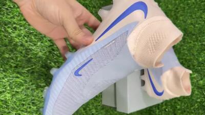 Nike Phantom 6 Elite High FG Firm Ground Soccer Cleats - Blue/Barely Grape/Peach Cream