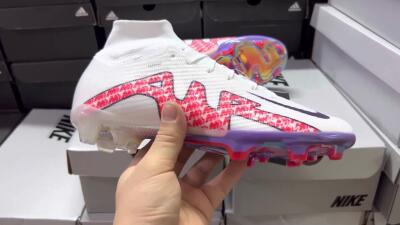 Nike Air Zoom Mercurial Superfly 9 Elite FG Firm Ground Soccer Cleats - White/Red