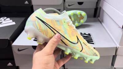 Nike Air Zoom Mercurial Vapor 15 Elite AG Artificial Grass Soccer Cleats - White/Green/Orange
