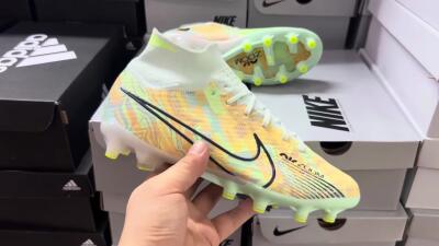 Nike Air Zoom Mercurial Superfly 9 Elite AG Artificial Grass Soccer Cleats - White/Green/Orange