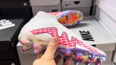 Nike Air Zoom Mercurial Superfly 9 Elite AG Artificial Grass Soccer Cleats - White/Pink