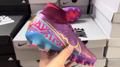 Nike Air Zoom Mercurial Superfly 9 Elite AG Artificial Grass Soccer Cleats - Red/Gold/Blue