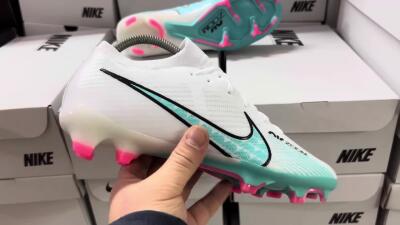 Nike Air Zoom Mercurial Vapor 15 Elite FG Firm Ground Soccer Cleats - White/Blue/Pink