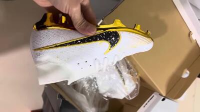 Nike Air Zoom Mercurial Superfly 9 Elite FG Firm Ground Soccer Cleats - White/Black/Gold