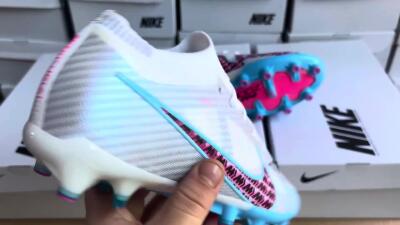 Nike Air Zoom Mercurial Vapor 15 Elite AG Artificial Grass Soccer Cleats - White/Blue/Pink