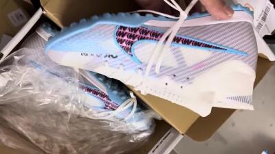 Nike Air Zoom Mercurial Superfly 9 Elite TF Artificial Turf Soccer Shoes - White/Blue/Pink