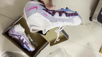 Nike Air Zoom Mercurial Superfly 9 Elite SG Soft Ground Soccer Cleats - White/Blue/Pink