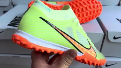 Nike Air Zoom Mercurial Vapor 15 Elite TF Artificial Turf Soccer Shoes - Green/Black/Orange