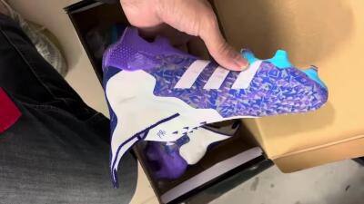 Adidas Predator Freak+ FG Firm Ground Soccer Cleats - White/Purple/Blue