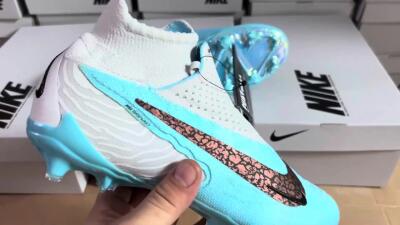 Nike Phantom GX Elite FG Firm Ground Soccer Cleats - Blue/White/Brown/Black