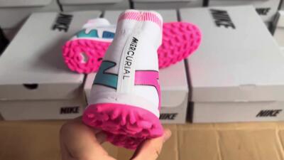 Nike Mercurial Superfly 9 Elite TF Artificial Turf Soccer Shoes - White/Pink