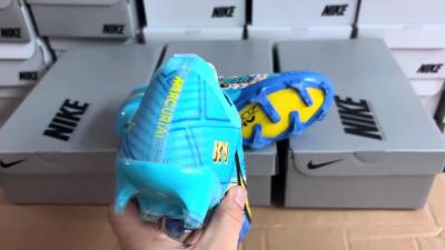 Kylian Mbappe x Nike Air Zoom Mercurial Vapor 15 Elite FG Firm Ground Soccer Cleats - Blue/Yellow/Black