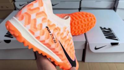 Nike Air Zoom Mercurial Vapor 15 Elite TF Artificial Turf Soccer Shoes - Orange/White/Black