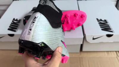 Nike Air Zoom Mercurial Superfly 9 Elite AG Artificial Grass Soccer Cleats - Sliver/Pink/Black