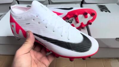 Nike Air Zoom Mercurial Vapor 15 Elite AG Artificial Grass Soccer Cleats - White/Black/Red