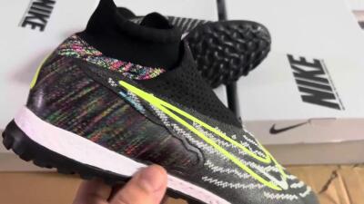 Nike Phantom GX Elite TF Artificial Turf Soccer Shoes - Grey/Green/Black/Rainbow