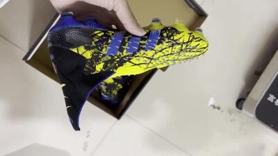 Adidas Predator Freak+ FG Firm Ground Soccer Cleats - Yellow/Blue/Black