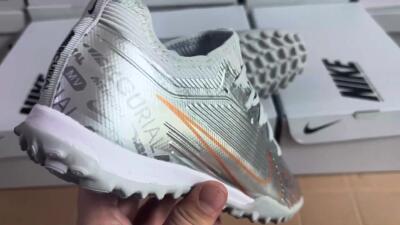 Nike Air Zoom Mercurial Vapor 15 Pro TF Artificial Turf Soccer Shoes - Silver/Gold/Black