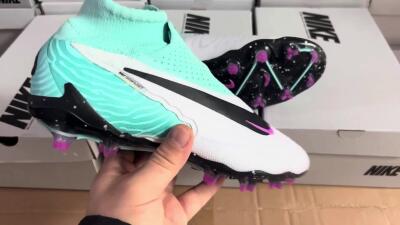 Nike Phantom GX Elite DF FG Firm Ground Soccer Cleats - White/Purple/Jade