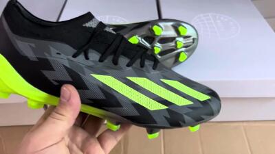 Adidas X Crazyfast+ FG Firm Ground Soccer Cleats - Black/Grey/Green