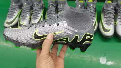Nike Air Zoom Mercurial Superfly 9 Elite FG Firm Ground Soccer Cleats - Silver/Grey/Green