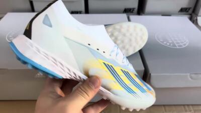 Adidas X Crazyfast.1 TF Artificial Turf Soccer Shoes - White/Blue/Gold